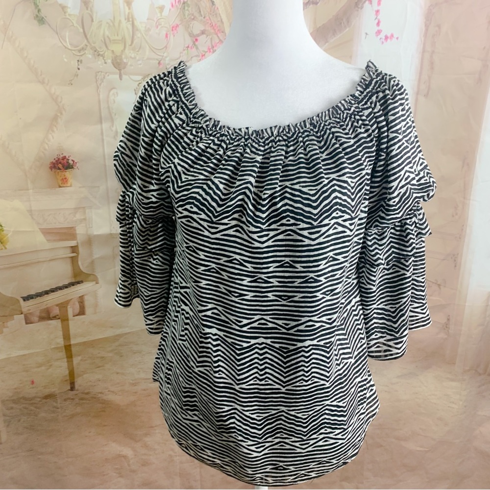 NEW White House Black Market Zebra Print layered flutter Blouse